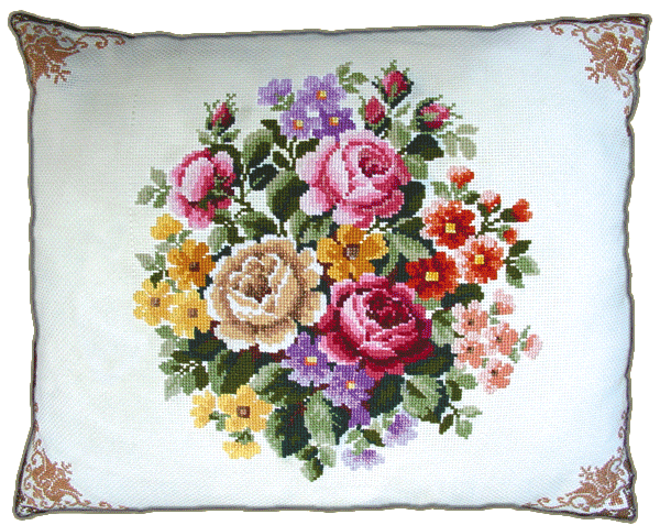 Cushion cover with flowers and ornament Cushion cover with flowers and ornament