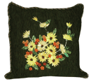 Cushion cover with daisies, ribbons