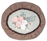 Cushion cover with roses, ribbons