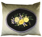 Cushion cover with roses, ribbons