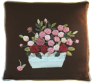 Cushion cover with roses, ribbons