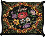 Cushion cover with flowers and ornament, сross-stitch