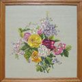 Flower motif (triptych), satin stitch