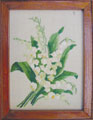 Lilies of the valley motif, satin stitch