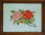 Roses motif, satin stitch