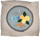 Cushion cover with flowers, ribbons